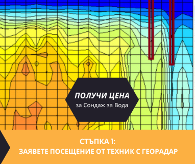 Геофизично проучване на вода с георадари преди изграждане на сондаж за вода в имот за Божурище .